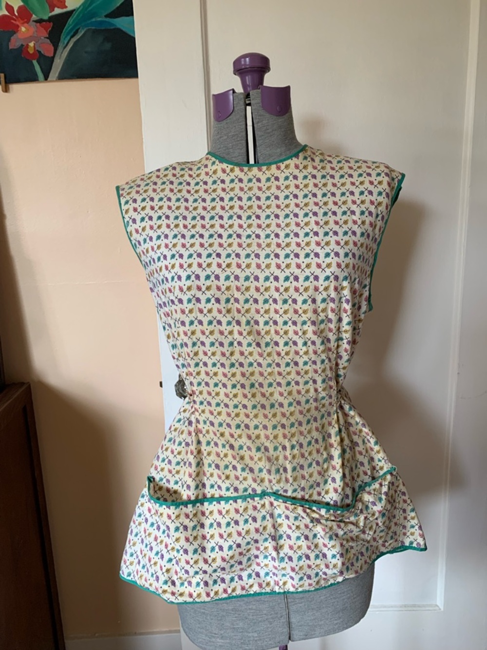VTG Handmade Full Apron One Size Ditsy Floral Pockets Country Cottage Well Loved